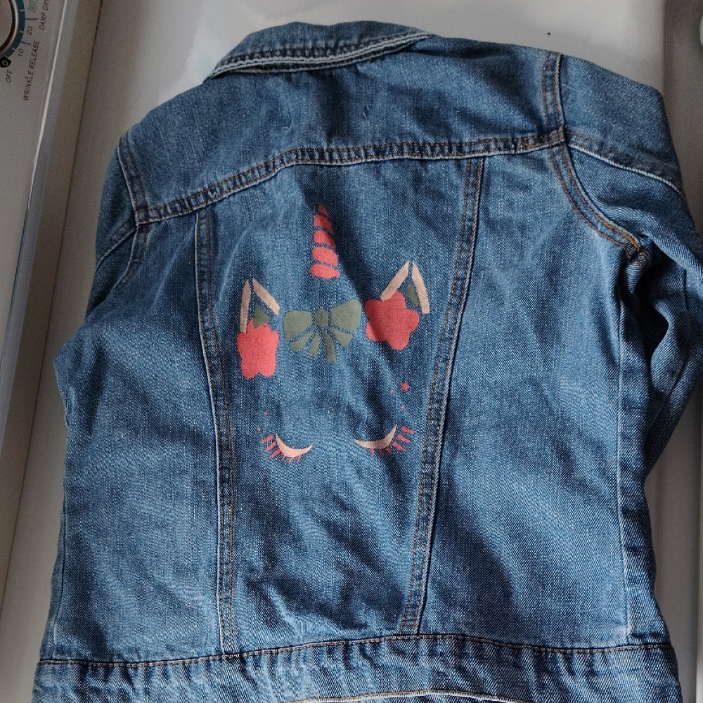 Ci Sono Kids Blue Denim Jacket with Unicorn Print